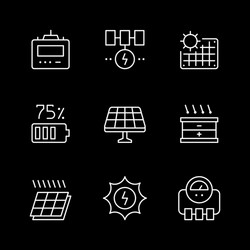 Set line icons solar panels vector