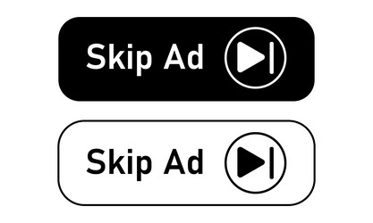 Skip ad button web icon vector