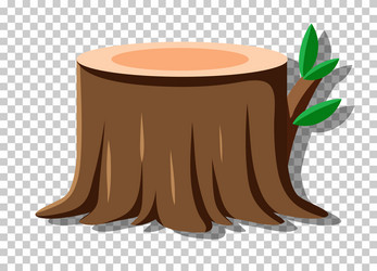 Tree stump isolated on grid background vector