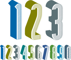 3d extra tall numbers set made with round shapes vector image