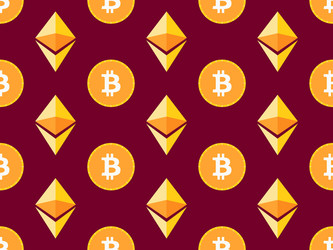 bitcoin and etherium seamless pattern crypto vector