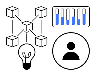 blockchain network concept with data analytics vector image