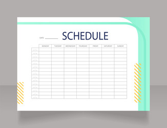 School Timetable Worksheet Design Template Vector Image