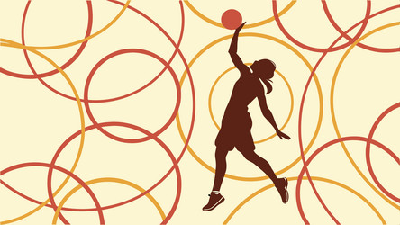 dynamic basketball player with abstract rings vector image