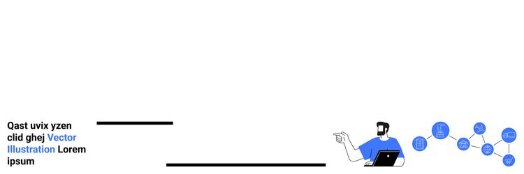 man presenting data with laptop and network vector image