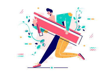 Man Running with Number One vector image
