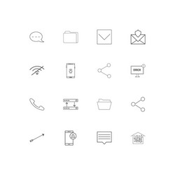 network and database linear thin icons set vector image