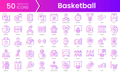 set of basketball icons gradient style icon bundle vector image