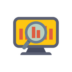 magnifying glass analyzing graph on computer vector image