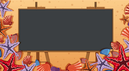 border template with beach scene in background vector image