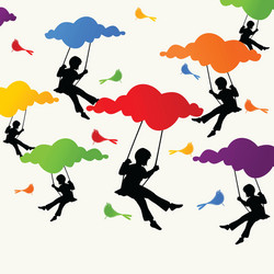 Girl on Clouds Swing Vector Image