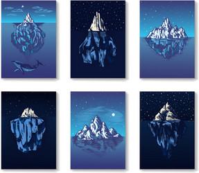 Iceberg in ocean banners a large piece vector