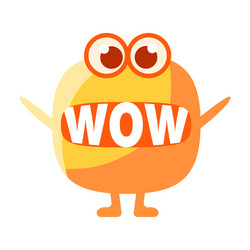 orange blob saying wow cute emoji character vector