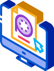 selection video document on computer isometric vector image