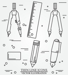 drawing tools thin line icon set for web and mobil vector image