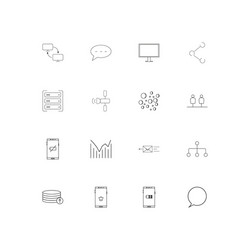 Network and database linear thin icons set vector