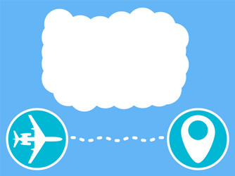 plane icon dotted line path map bubble for text vector image