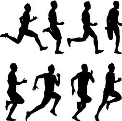 Silhouettes of Runners Sprinting vector