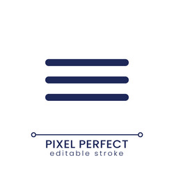 Hamburger menu button pixel perfect linear ui icon vector