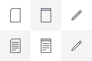 set of document notepad icon file flat vector image