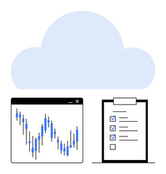 cloud-based data analysis with checklist featuring vector image