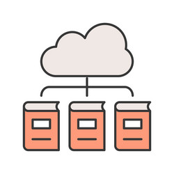 library cloud computing concept editable stroke vector image
