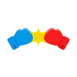 Red and blue boxing gloves vs versus battle vector