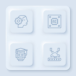 set line humanoid robot processor vector image