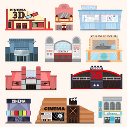 Modern cinema building exterior Royalty Free Vector Image