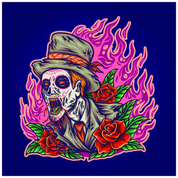 d a de los muertos zombie sugar skull Vector Image
