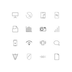 Network and database linear thin icons set vector