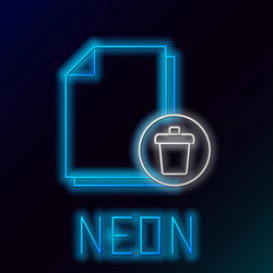 glowing neon line delete file document icon vector image