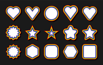 Lgbt flag circle star hexagon heart square shapes vector