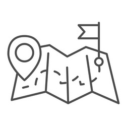 map with route from pointer to flag thin line icon vector image