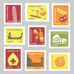 postage stamp set design with italy element vector