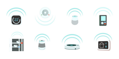 smart devices flat color objects set intelligent vector image