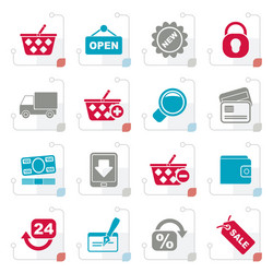 stylized shopping and retail icons vector