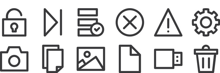 12 set linear user interface icons thin vector