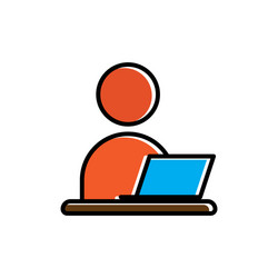 Flat icon working with laptop design template vector