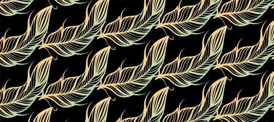 gradient feathers pattern black background design vector