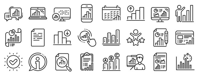 graph line icons set chart presentation vector image