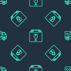 set line delivery box with fragile content locked vector image
