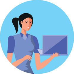 Business woman with laptop computer in frame vector