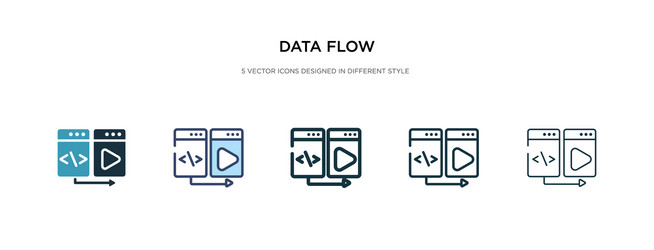 data flow icon in different style two colored vector image