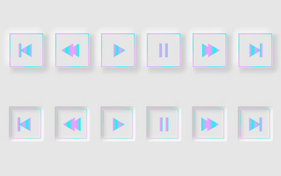 Play buttons neomorphic style white player trend vector