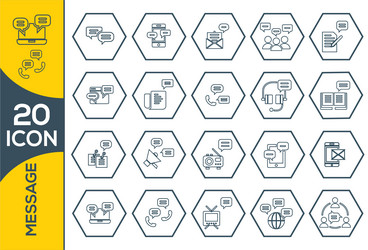 Simple set of message related line icons includes vector