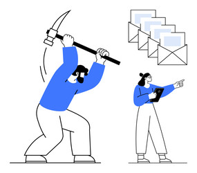 teamwork in data mining and digital communication vector image