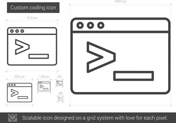 Custom coding line icon vector
