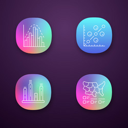 Diagrams app icons set histogram bar graph vector
