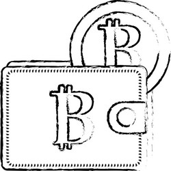 Figure bitcoin symbol in the wallet with coin vector